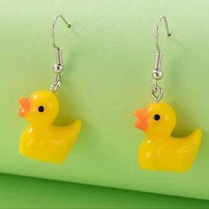 NIB Rubber Duckie Charm Earrings